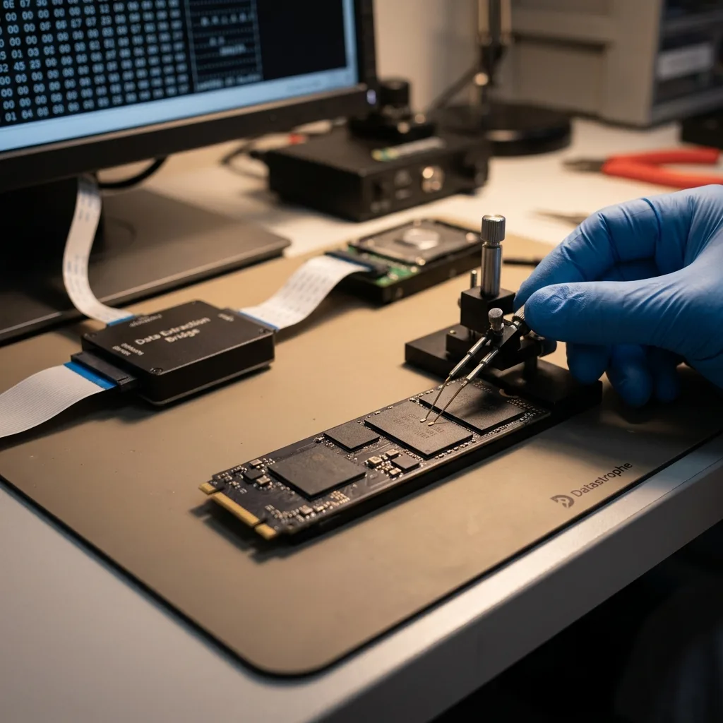 SSD d’équipement professionnel analysé pour données sensibles et récupération